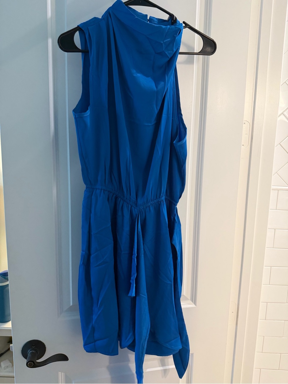 PrettyGarden Blue Dress with Tie Waist